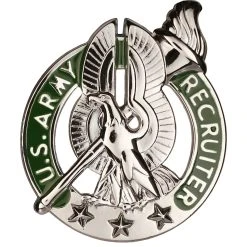 New 🎉 Army Recruiter Silver (Basic) Full Size Sta-Brite Pin-On 🎁